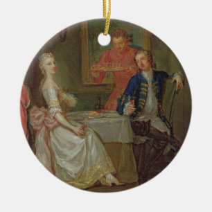 Ein Abendessen-Gespräch (ein Mann und eine Frau, Keramik Ornament