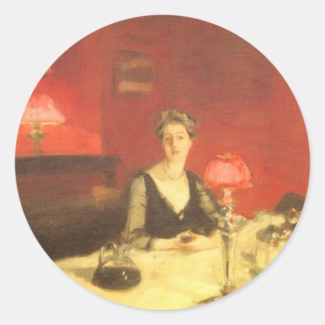 Ein Abendtisch am Abend von John Singer Sargent Runder Aufkleber (Vorderseite)