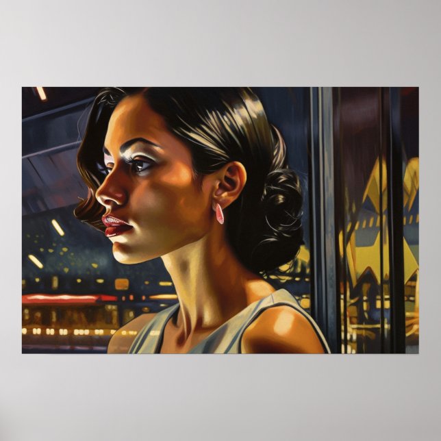 Ein abschüssiges Miami-Nachtposter Poster (Vorne)