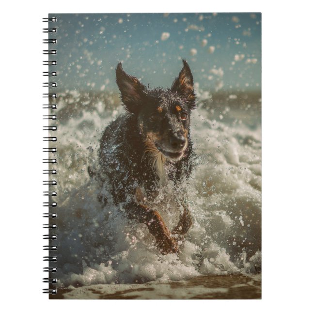 Ein abspielbares Dog Ocean Waves Notebook Notizblock (Vorderseite)