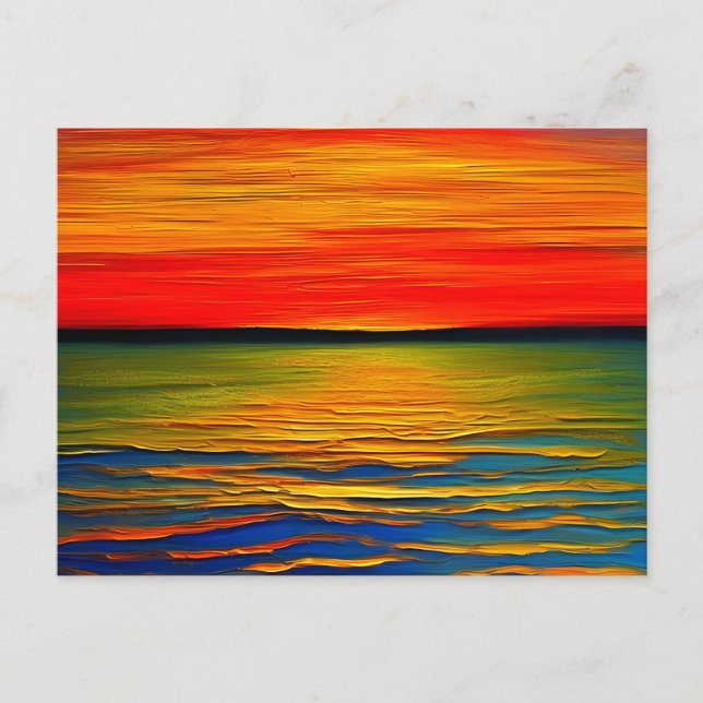 Ein abstrakter Sonnenuntergang am Meer Postkarte (Vorderseite)