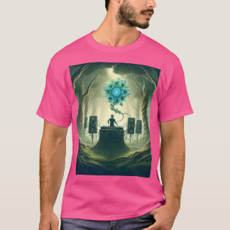 Ein Abstraktes Bild eines DJ in einem Mystischen W T-Shirt