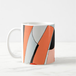 Ein abstraktes Bild mit abgerundeten schwarzen, we Kaffeetasse