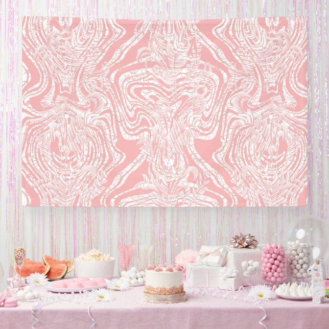 ein abstraktes, rosa und weißes Design auf weißem  Banner (Party)