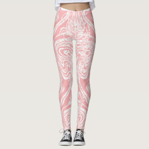 ein abstraktes, rosa und weißes Design auf weißem Leggings
