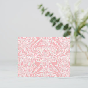 ein abstraktes, rosa und weißes Design auf weißem  Postkarte