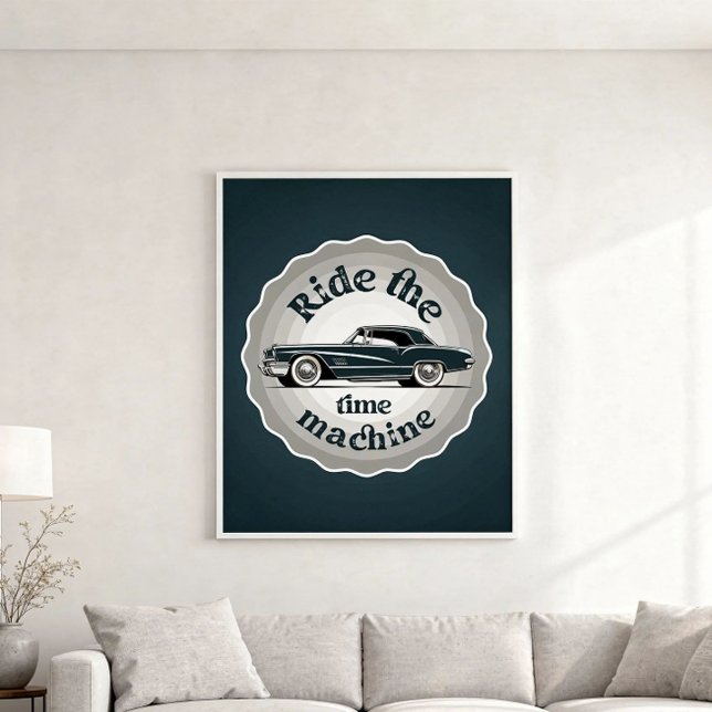 Ein abzeichenförmiges Grafik mit einem Oldtimer da Poster (Von Creator hochgeladen)