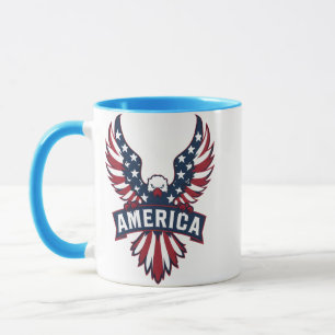 Ein Adler in den Farben der amerikanischen Flagge. Tasse