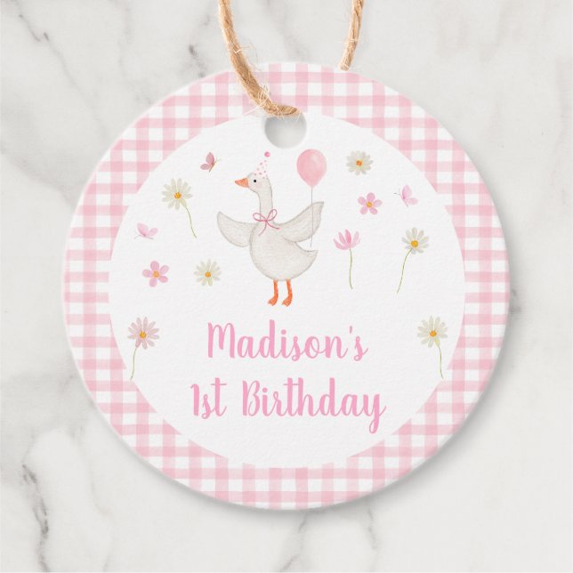 Ein Alberner Gänsefrühling Rosa Daisy Erster Gebur Geschenkanhänger (Vorderseite)