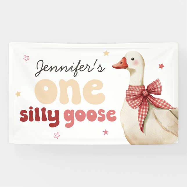 Ein Alberner Gänserweihnachtsbow 1. Geburtstag Banner (Horizontal)