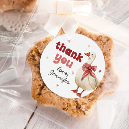 Ein Alberner Gänserweihnachtsbow 1. Geburtstag Runder Aufkleber