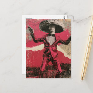Ein alberner retro tanzender Pilz Postkarte
