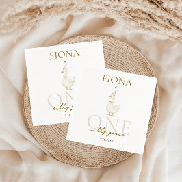 Ein Albernes Gänse Gingham 1. Geburtstag Serviette