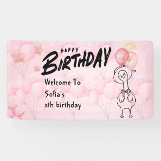 Ein Albernes Gänse Personalisiert Rosa 1. Geburtst Banner