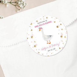 Ein Albernes Gänsehühnchen 1. Geburtstag Party Runder Aufkleber