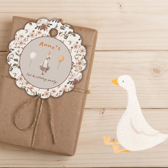 Ein Albernes Gänseneutrales 1. Geburtstag Party Geschenkanhänger (Von Creator hochgeladen)