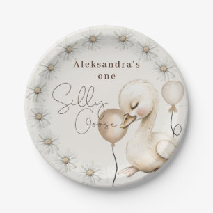 Ein Albernes Gänseneutrales Boho Baby 1. Geburtsta Pappteller