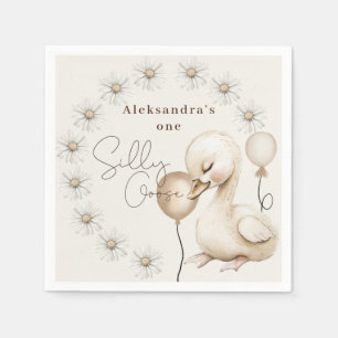 Ein Albernes Gänseneutrales Boho Baby 1. Geburtsta Serviette