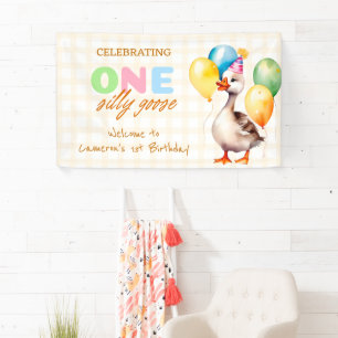 Ein Albernes Gänsepferd 1. Geburtstag Junge Mädche Banner