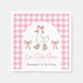 Ein Albernes Gänserosa 1. Geburtstag Serviette