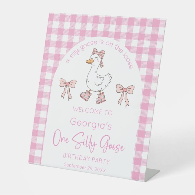 Ein Albernes Gänserosa 1. Geburtstag Sockelschild (Vorderseite)