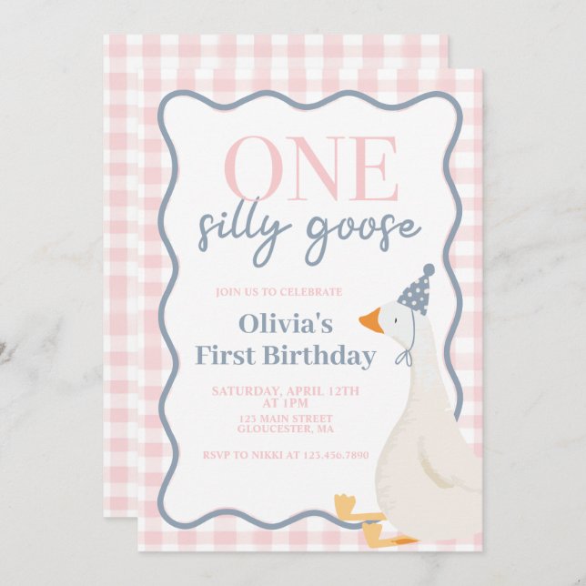 Ein Albernes Gänserosa Einladung (Vorne/Hinten)