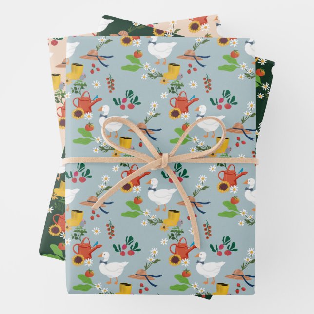 Ein Albernes Goose Bauer Garden Thema Geschenkpapier Set (Beispiel)