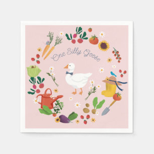 Ein Albernes Goose Bauer Garden Thema Pink Serviette