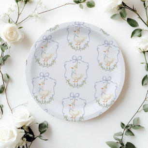 Ein Albernes Goose Blue Bow Wappen Vintag Pappteller