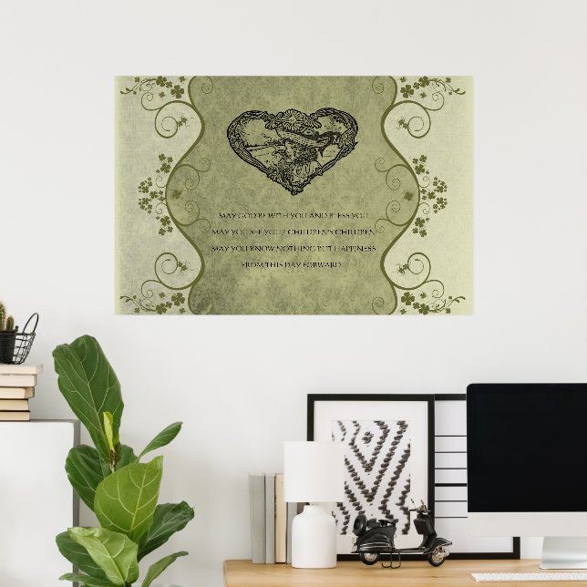 EIN ALTER IRISCHER WEDD, der einen gebeutelten Dam Poster (Heimbüro)