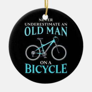 Ein alter Mann auf dem Fahrrad Keramik Ornament