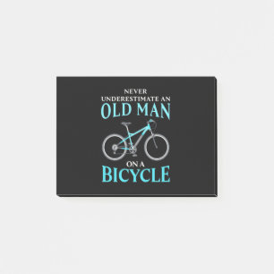 Ein alter Mann auf dem Fahrrad Post-it Klebezettel
