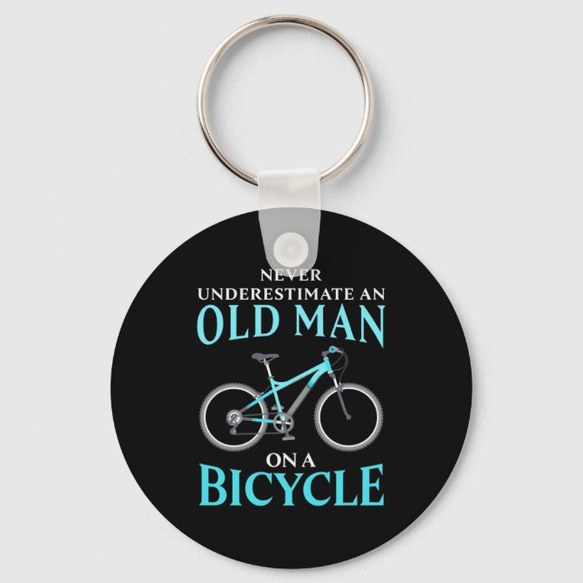 Ein alter Mann auf dem Fahrrad Schlüsselanhänger (Vorderseite)