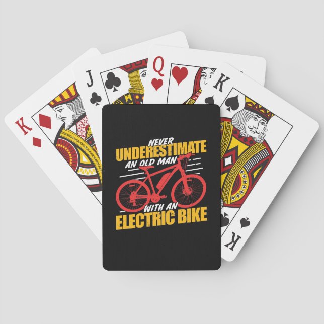 Ein alter Mann mit einem Elektrofahrrad Spielkarten (Rückseite)
