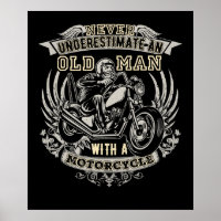 Ein alter Mann mit einem Motorrad nie unterschätze