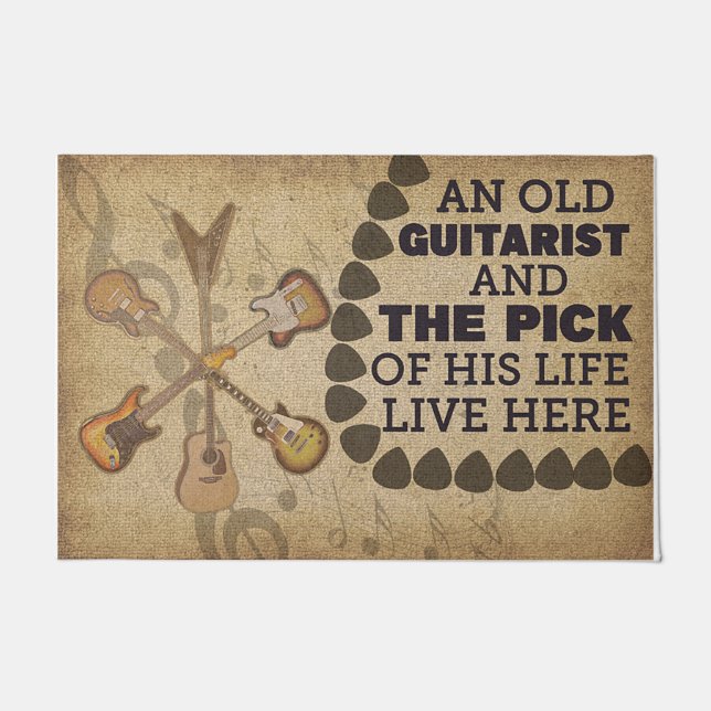 Ein altes Gitarrist-Rug, ein stimmungsvoller Gitar Fußmatte (Vorderseite)