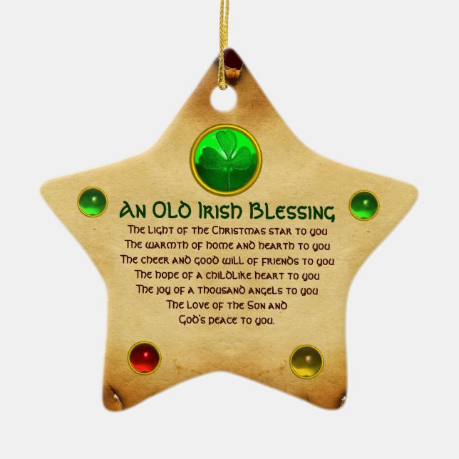 Ein altes irisches Weihnachtsgotteszeichner Keramikornament (Vorne)