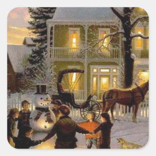 Ein altes Mode-Weihnachtsfest Quadratischer Aufkleber