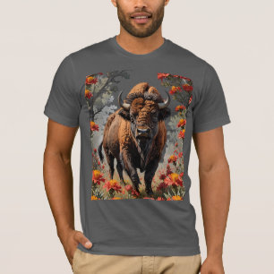 Ein amerikanischer Bison, umgeben von Indianerpins T-Shirt