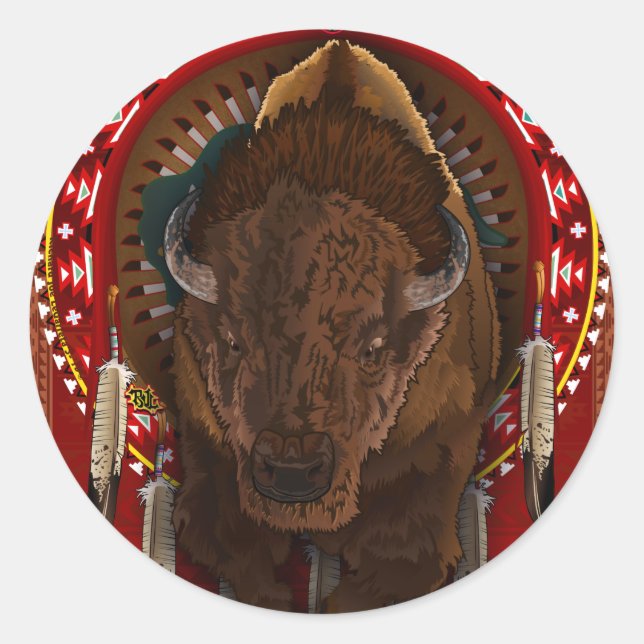 Ein amerikanischer Buffalo-Designprint Runder Aufkleber (Vorderseite)