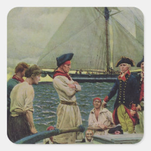 Ein amerikanischer Privateer, der einen britischen Quadratischer Aufkleber