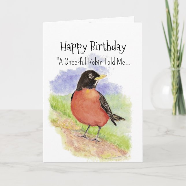 Ein amerikanischer Robin Personity Birthday Fun Bi Karte (Vorderseite)