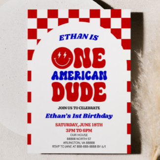 Ein amerikanischer Typ 4. Juli 1. Geburtstag Party Einladung