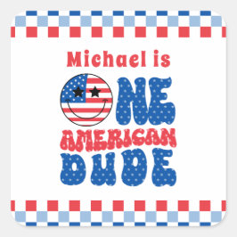 Ein amerikanischer Typ 4. Juli 1. Geburtstag Quadratischer Aufkleber