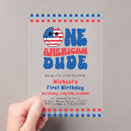Ein amerikanischer Typ 4. Juli ersten Geburtstags Acryleinladungen