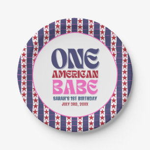 Ein amerikanisches Babe 4. Juli 1. Geburtstag Pappteller