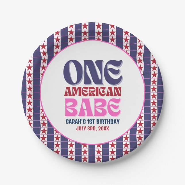 Ein amerikanisches Babe 4. Juli 1. Geburtstag Pappteller (Vorderseite)