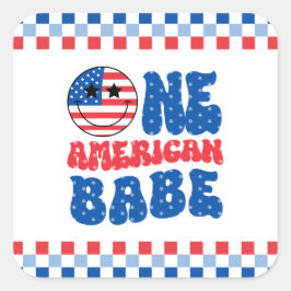 Ein amerikanisches Babe 4. Juli 1. Geburtstag Quadratischer Aufkleber