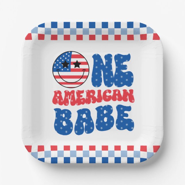 Ein amerikanisches Babe 4. Juli 1. Pappteller (Vorderseite)