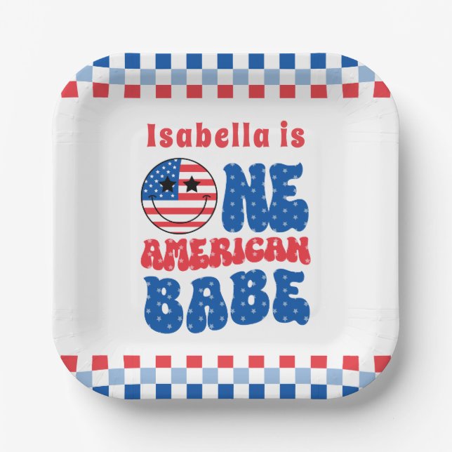 Ein amerikanisches Babe 4. Juli 1. Pappteller (Vorderseite)